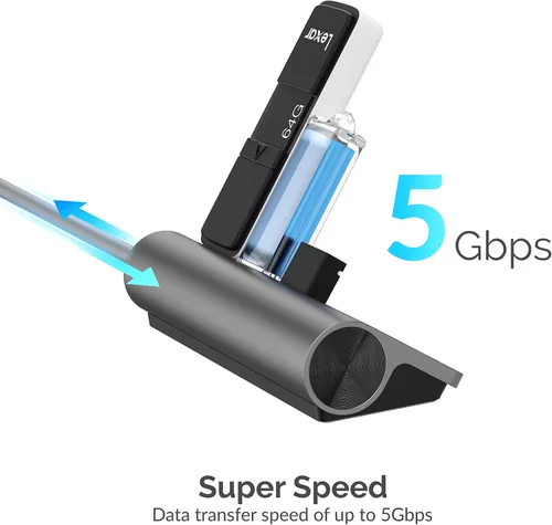 Miniatura 2 de SABRENT Hub USB-C 3.0, Lector de Tarjetas SD USB 5 en 1, Ranura Dual SD y TF + Hub USB 3.0 de 3 Puertos Portátil Compatible con MacBook, Mac