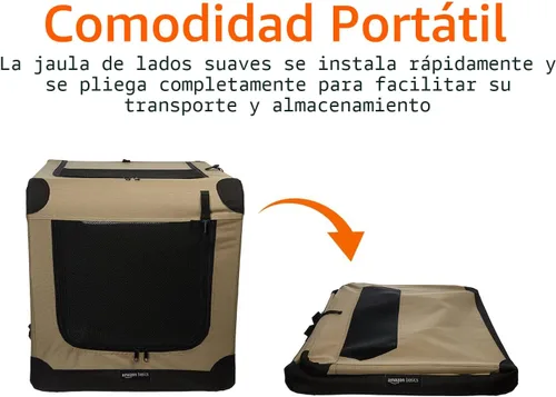 Miniatura 6 de Amazon Basics Jaula suave plegable portátil para perros, puerta doble, perrera de viaje plegable, fácil de instalar, resistente, segura, XL 42 x 31
