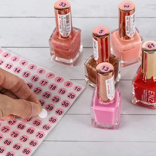 Miniatura 4 de 200 unidades de muestras de uñas transparentes con anillo y calcomanías de números, muestras de uñas de plástico para exhibición de color de esmalte