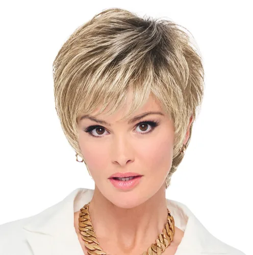 Miniatura 27 de Raquel Welch - Peluca corta Bob atada a mano feroz y enfocada por Hairuwear, gorra de tamaño medio, castaño iluminado por el sol RL10/12