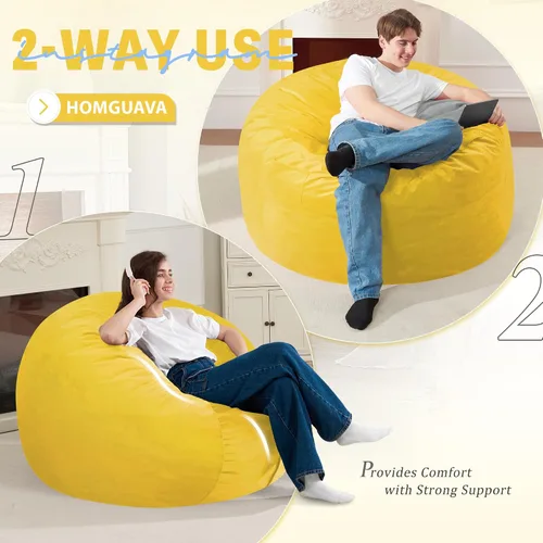 Miniatura 5 de Homguava - Sillón puff de 3 pies Sillón estilo puff grande de 3 pulgadas con relleno de espuma viscoelástica, sofá suave con funda de terciopelo