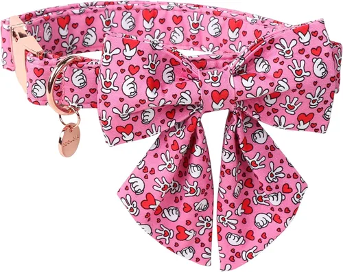 Miniatura 24 de DOGWONG Collar de perro de San Valentín con pajarita, corazón azul, perfecto para perros pequeños, medianos y grandes, patrón de corazón, pajarita