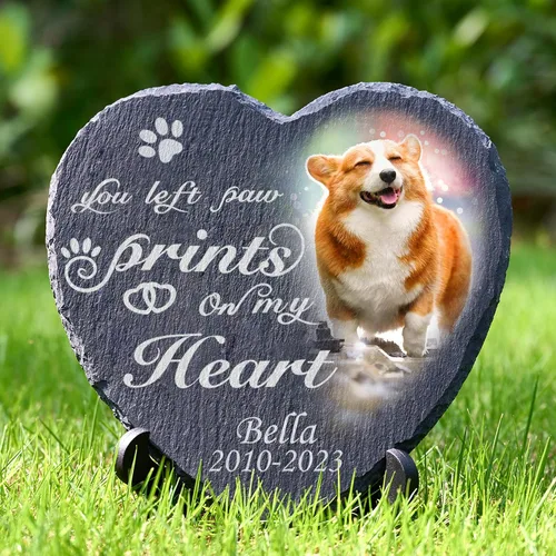 Miniatura 18 de Farfume Piedras conmemorativas personalizadas para mascotas con foto y texto Marcadores personalizados para tumbas para mascotas Lápidas