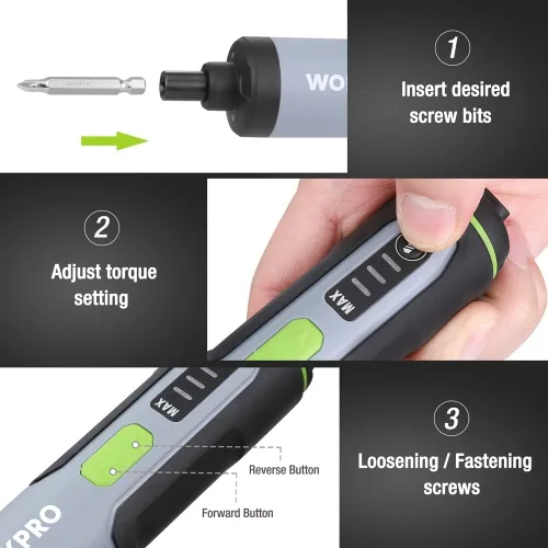 Miniatura 4 de WORKPRO Destornillador eléctrico de 4 V, juego de destornillador recargable inalámbrico con 35 puntas, barra de extensión, cable de carga USB