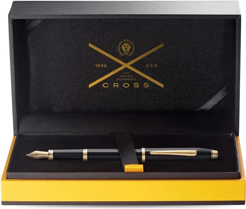Miniatura 105 de Cross Century II - Bolígrafo de punta Selectip, lacado negro con detalles chapados en oro de 23 quilates