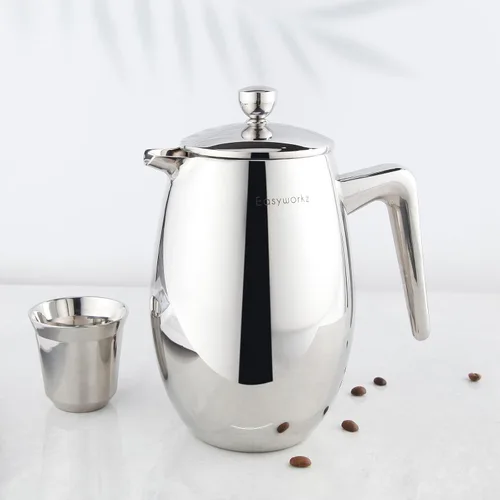 Miniatura 5 de Easyworkz Nando French Press - Cafetera térmica con aislamiento de doble pared de 12 onzas, cafetera de acero inoxidable 304