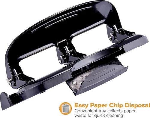 Miniatura 5 de Bostitch Office EZ Squeeze - Perforadora estándar de 20 hojas, 3 agujeros, construcción metálica, plateado/negro (HP20)
