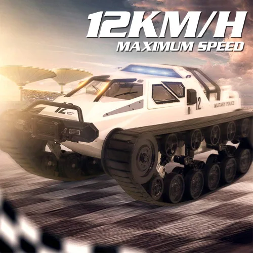 Miniatura 4 de GoolRC Auto tanque a control remoto, escala 1/12, tanque de control remoto de 2.4 GHz, vehículo militar giratorio todoterreno con batería Verde