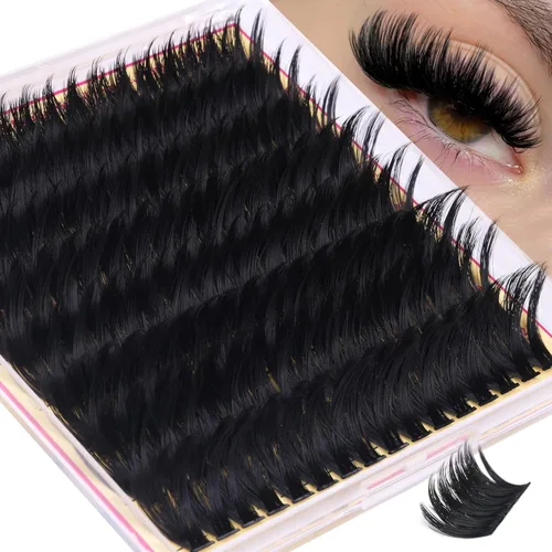 Miniatura 12 de Extensiones de racimos de pestañas voluminosas con racimos de manga puntiagudos, 300D, pestañas de 10-18 mm de grosor, extensiones de pestañas