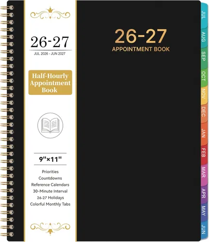 Libro de citas/planificador 2026 – Planificador 2026 grande 9 x 11 pulgadas, enero 2026 - diciembre 2026, planificador diario por hora con intervalo