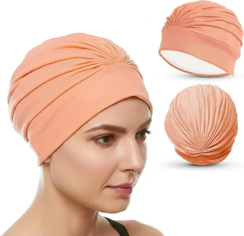 Miniatura 11 de BEEMO Gorros de natación para mujer, turbante de natación, de poliéster, con forro de látex, plisado para mujer Púrpura