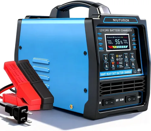 Miniatura 2 de Cargador de batería de coche resistente, mantenimiento de batería automático de 12 V/24 V 0-15 A, cargador inteligente de goteo con apagado