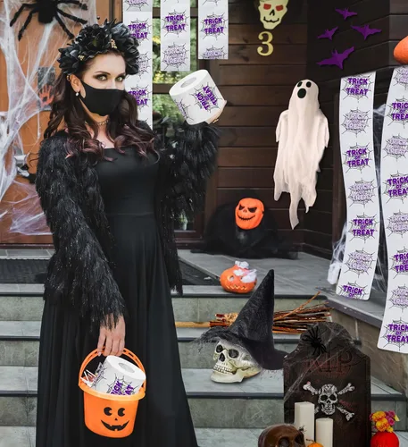 Miniatura 6 de Printed TP Halloween Trick or Treat - Papel higiénico impreso para regalo de broma, rollo de papel higiénico aterrador para sorpresa, broma, Truco