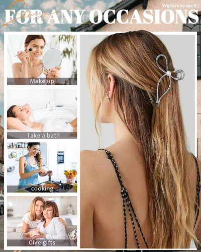 Miniatura 3 de HAIMEIKANG 4 piezas de pinzas de pelo de metal - Pinzas grandes irregulares para mujeres, accesorios de peinado antideslizantes para cabello grueso