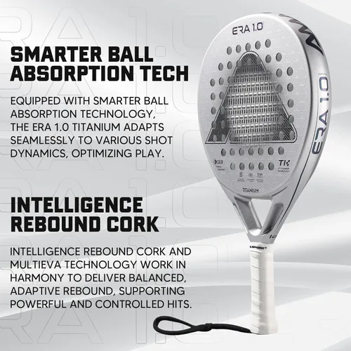 Miniatura 5 de AMA SPORT ERA 1.0 Raqueta de pádel con superficie de fibra de carbono con núcleo de espuma EVA Memory Flex Raqueta de pádel ligera de potencia