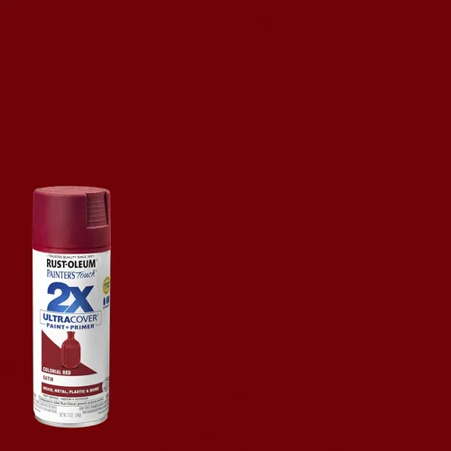 Miniatura 2 de Rust-Oleum Painter's Touch 2X Ultra Cover 334063 - Pintura en aerosol, 12 onzas, color rojo colonial satinado satinado colonial rojo