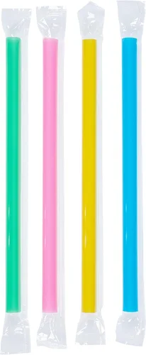 Miniatura 6 de Pajitas jumbo extra anchas para batidos, envueltas individualmente, paquete de 100 pajitas de batido sin BPA de 0.47 pulgadas, multicolor, grandes