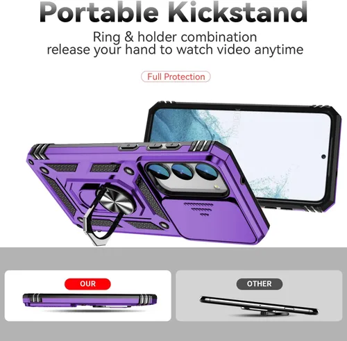 Miniatura 7 de SunStory Funda para Samsung Galaxy S23 con protector de pantalla HD, funda para cámara deslizante y soporte de anillo giratorio, grado militar 2