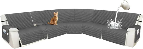 Miniatura 39 de Arfntevss Fundas de sofá modular reclinable, 100% impermeable, en forma de L, para sillón reclinable en forma de L, funda seccional lavable