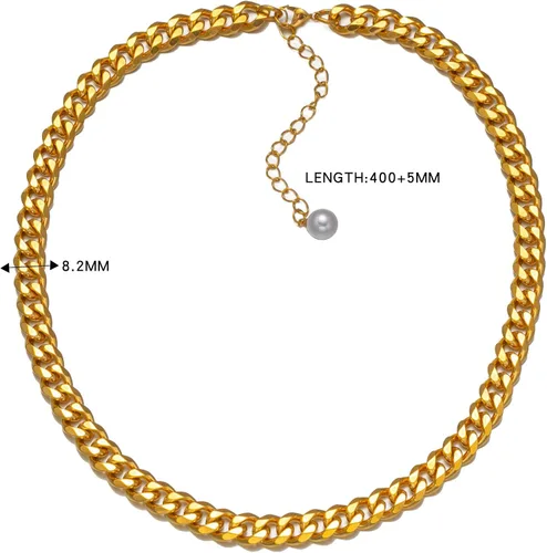 Miniatura 5 de Yarpiany Collar de cadena de eslabones cubanos para mujer, collares de cadena para mujer, collares de oro de moda, collar de oro para mujer