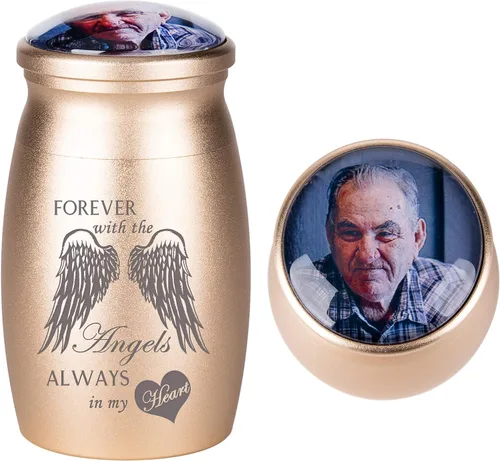 Miniatura 12 de Bivei Urnas pequeñas para cenizas humanas, urna personalizada de recuerdo con foto y texto para hombres y mujeres, mini urnas para adultos