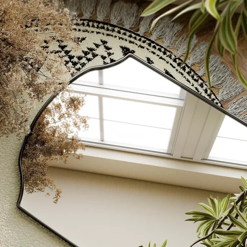 Miniatura 3 de Espejo arqueado de cuerpo completo con diseño único de esquina festoneada de 24 x 65 pulgadas, espejo de pared de longitud completa para dormitorio