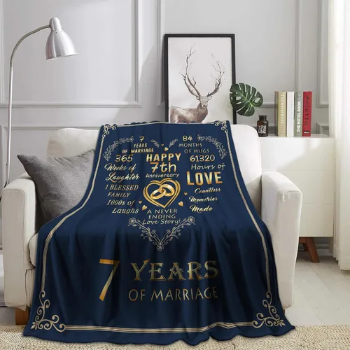 Miniatura 3 de Mosslink Regalos de boda de aniversario de 7 años para él y ella, regalos de cobre para manta de 7º aniversario, 60 x 50 pulgadas, regalos de lana