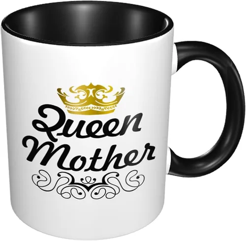 Divertidas tazas de café blancas con diseño de reina para mamá o abuela, regalos de cumpleaños para mamá, 11 onzas, color negro