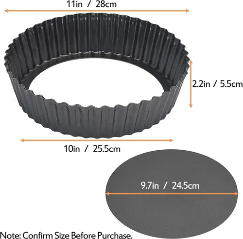 Miniatura 3 de Paquete de 2 sartenes antiadherentes, sartén para quiche, molde de acero al carbono con fondo suelto extraíble (11 pulgadas)