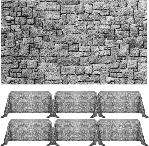 Chuangdi Papel tapiz de pared de piedra de ladrillo, decorador de escena de pared de piedra, láminas de ladrillo, papel tapiz, cortinas, puerta, Gris