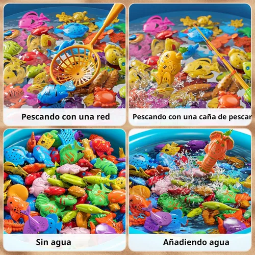 Miniatura 3 de NIPLOOOW Juegos de Pesca para Piscina, Juguetes de Mesa de Agua y Bañera con Vara de Piscina Inflable, Red de Plástico y Pescado Flotante, Regalos