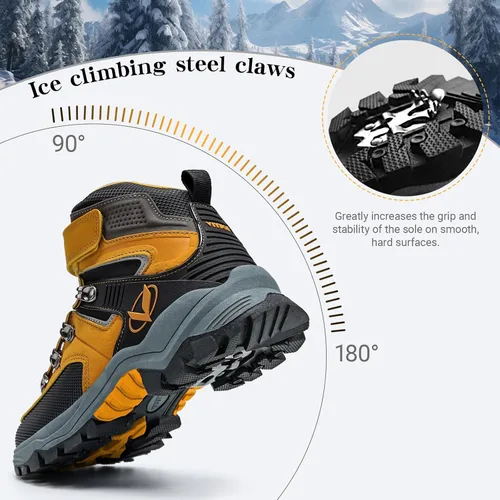Miniatura 2 de Littleplum Botas de nieve para niños, botas cálidas de invierno, antideslizantes, para senderismo, al aire libre, botas de tobillo para niños