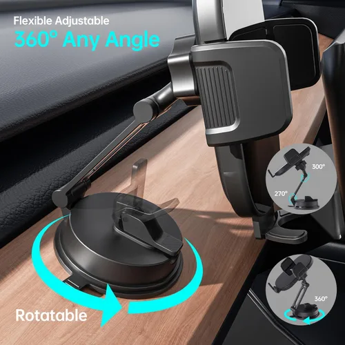 Miniatura 3 de Soporte universal para teléfono Tesla [soporte de metal plegable de rotación de 360°] Soporte de teléfono actualizado al vacío para Tesla