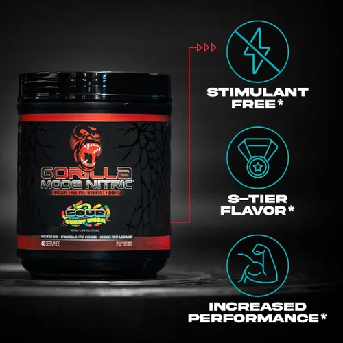 Miniatura 3 de Gorilla Mode - Suplemento de preentrenamiento sin estimulantes nítricos, mejor sabor y más eficaz, sin estimulantes, bombas masivas, vasodilatación