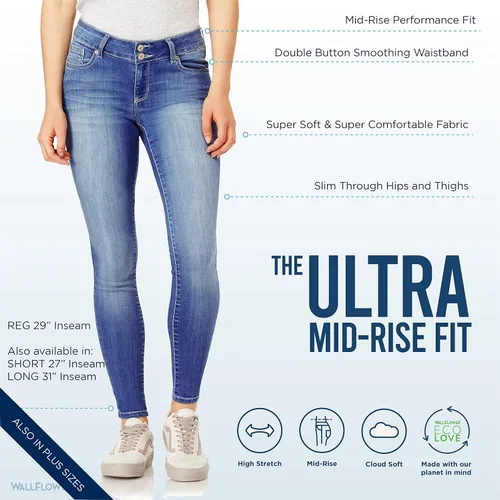 Miniatura 4 de WallFlower Jeans ultra ajustados Insta Soft Juniors de tiro medio para mujer (estándar y extragrande)