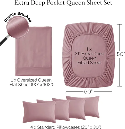 Miniatura 349 de Southshore Fine Living, Inc. Juego de 7 piezas de sábanas King divididas para cama ajustable, juego de sábanas King divididas con bolsillo de 21