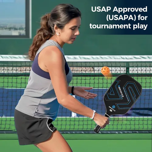 Miniatura 5 de Juego de 2 palas de pickleball Bravixs aprobadas por USAPA, fibra de carbono T700 en bruto, raquetas de pickleball con superficie de fricción, con 4