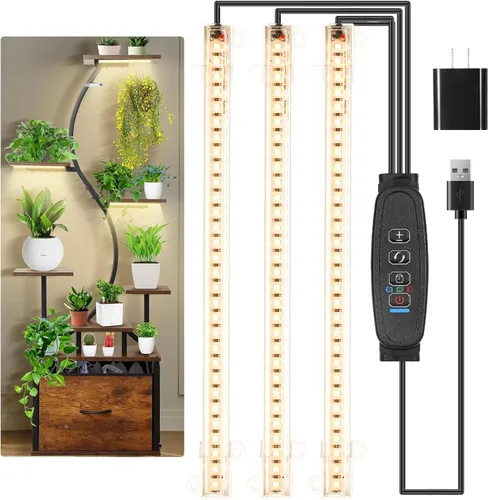 Miniatura 13 de Hywyimlait - Tiras de luz LED para crecimiento de plantas de interior, espectro completo 3500K, barra de luz para plantas con 96 LEDs con 3500K