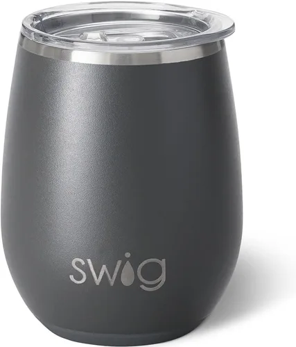 Miniatura 7 de Swig Vaso de vino aislado de 14 onzas con tapa, apto para lavavajillas, tazas de vino de acero inoxidable (negro)
