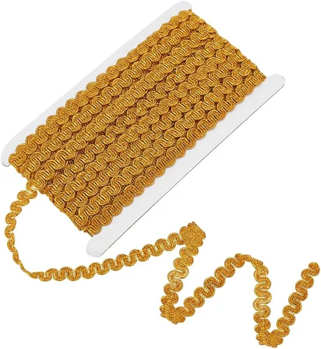 PH PandaHall 13.5 yardas/39.4 ft dorado Gimp Trenza, 0.43 pulgadas/0.433 in de tela plana decorativa de rollo metálico cinta trenzada cinta de