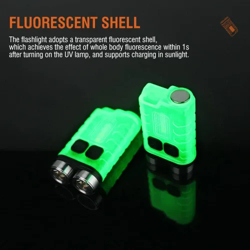 Miniatura 6 de BORUIT V3 pequeña linterna EDC potente con luz roja UV azul - súper brillante recargable mini llavero LED linterna de bolsillo - 10 modos, USB-C