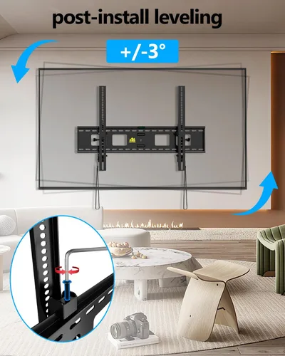 Miniatura 8 de FORGING MOUNT Soporte de pared de TV inclinable resistente para televisores grandes de 47 a 120 pulgadas, soporte de TV de perfil bajo