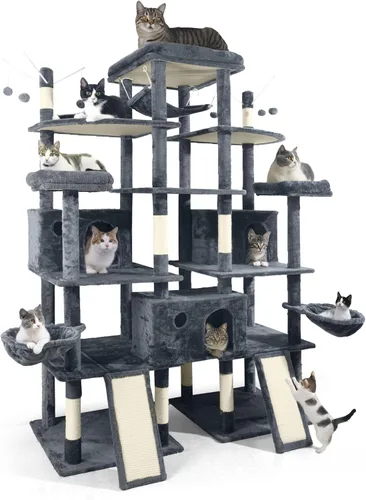 Miniatura 9 de BOWHAUS Árbol para gatos extra grande de 80 pulgadas de alto con percha ampliada para gatos grandes, torre para gatos grandes en interiores, moderna