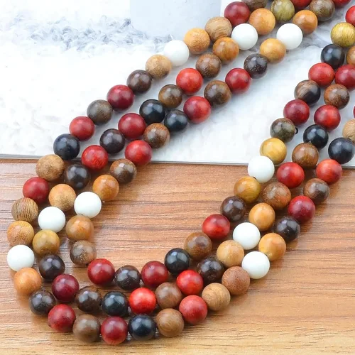 Miniatura 7 de MASSIVE BEADS - KIT de 960 cuentas de madera redondas sueltas mixtas naturales de 6 mm para hacer joyas, con hilo e agujas (12 de madera, 6 mm)