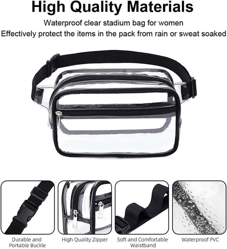Miniatura 3 de Monederos transparentes para mujer, para estadio, riñonera transparente, bolsa para estadio, bolsa transparente aprobada para estadios, bolsas