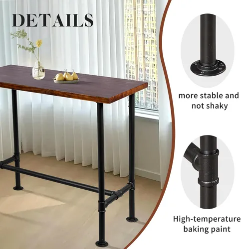 Miniatura 5 de Mesa de comedor de tubería de diseño industrial DIY, mesa de comedor informal para bar, mesa para computadora portátil, estudio moderno, mesa
