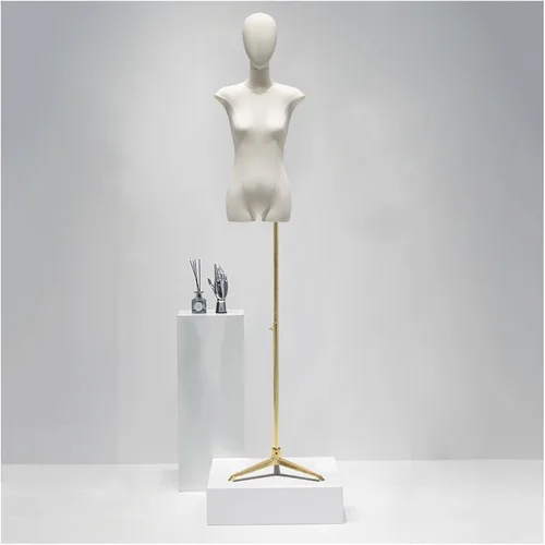 Miniatura 8 de Adjustable Female Dress Form Mannequin with Removable Burlap Head - Perfect for Clothing & Jewelry Display - Height Adjustable Gold Stand (Model A)