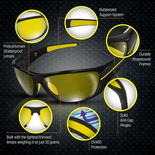 Miniatura 6 de BLUPOND Gafas de Conducción Día/Noche - Chopper - Visión Más Clara para Conducir Nocturna en Motocicleta, Correr, Ciclismo - TAC Antirreflejos