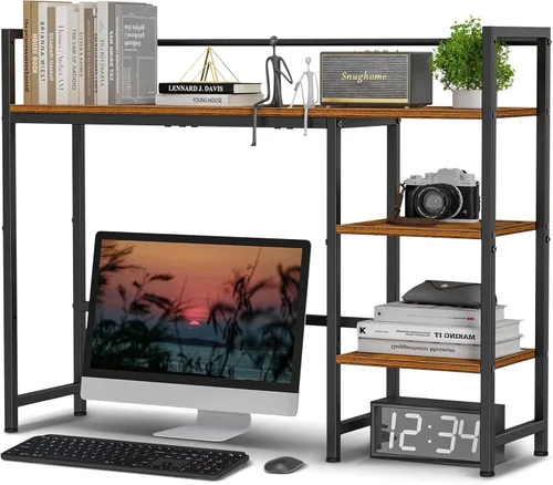 Miniatura 13 de Snughome Estante de Escritorio, Gabinete de Escritorio de 38.6" para Monitor de Computadora, Estante Organizador de Escritorio, Estante de Negro