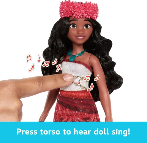 Miniatura 3 de Mattel Disney Moana 2 Singing Adventure Moana Doll con atuendo y accesorios distintivos, canta "We're Back" en inglés